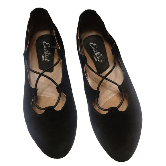 Earthies By Earth Black Ballerina Sneakers Women's 8B Suede Ballet Flats ESSEN - Picture 2 of 5